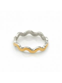 Срібний перстень з золотою пластиною Маленька хвиля