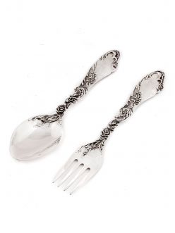Baby silver flatware set "Roses"