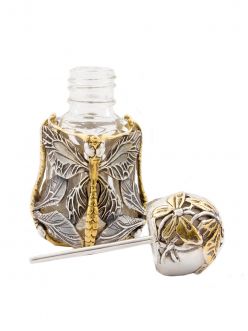 Silver Overlay Perfume Bottle Dragonflies
