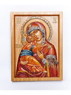 Икона Божья Матерь Владимирская с серебром