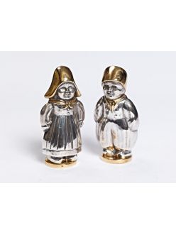 Silver Spice jars "Boy and Girl"