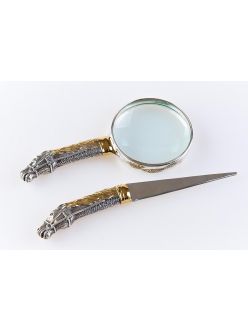 Silver Paper knife and loupe "Horse"