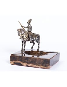 Silver Ashtray with a warrior on a horse