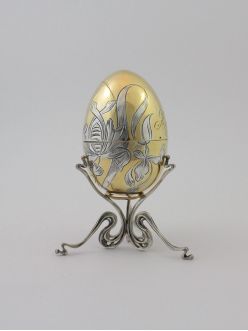 Серебреное яйцо Христос воскрес с подставкой