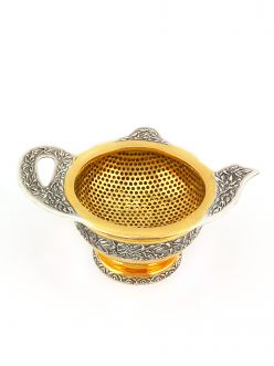 Silver Tea strainer with holder