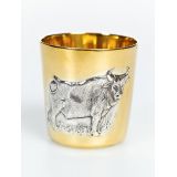 Silver glass with Signs of Chinese Zodiac "Ox"