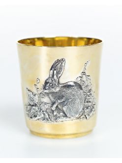 Silver glass with Signs of Chinese Zodiac "Rabbit"