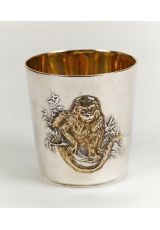 Silver glass with Signs of Chinese Zodiac "Monkey"
