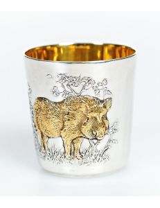 Silver glass with Signs of Chinese Zodiac "Pig"
