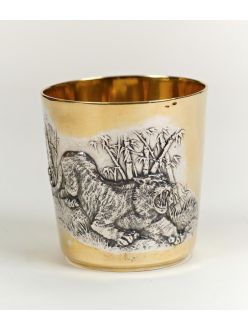 Silver glass with Signs of Chinese Zodiac "Tiger"