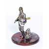 Silver Statue figurine "Hunter with pipe"